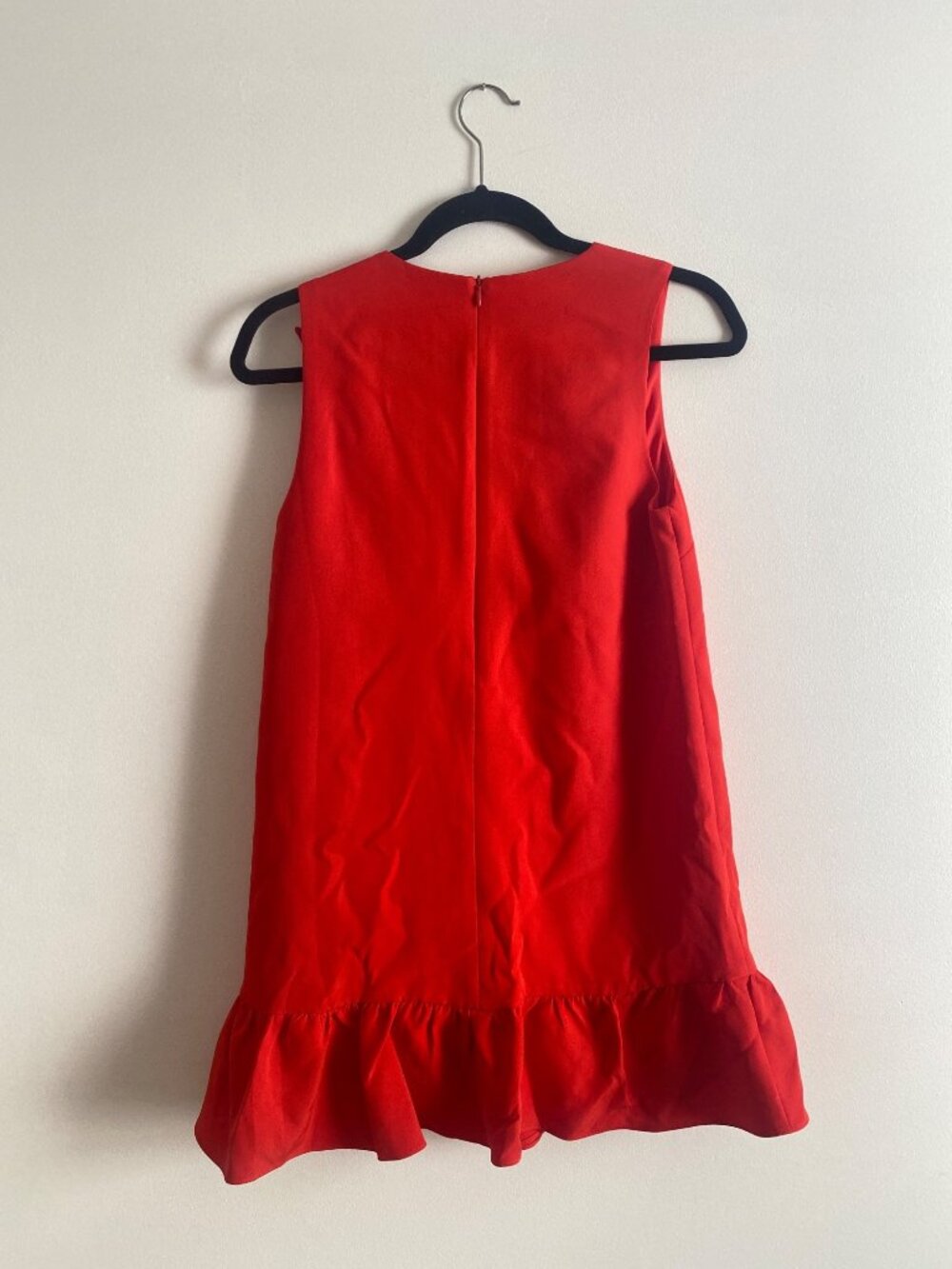 Red Sleeveless Asymmetric Ruffle Hem Mini Dress By TCEC - Size S - Picture 3 of 6